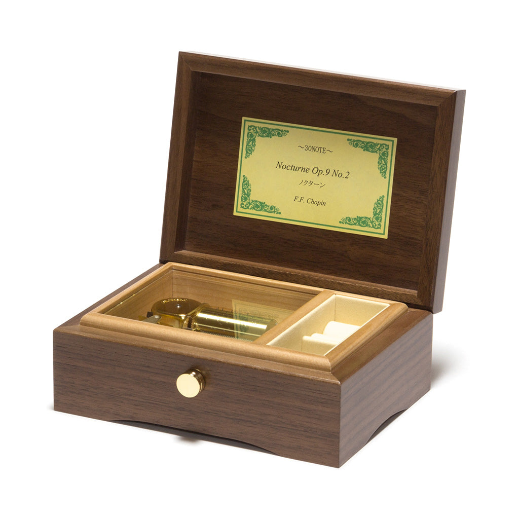 【曲が選べる・誕生日に人気】30弁 小物入れ付きA ウォールナット|高級仕上げオルゴール プレゼント お祝いギフト