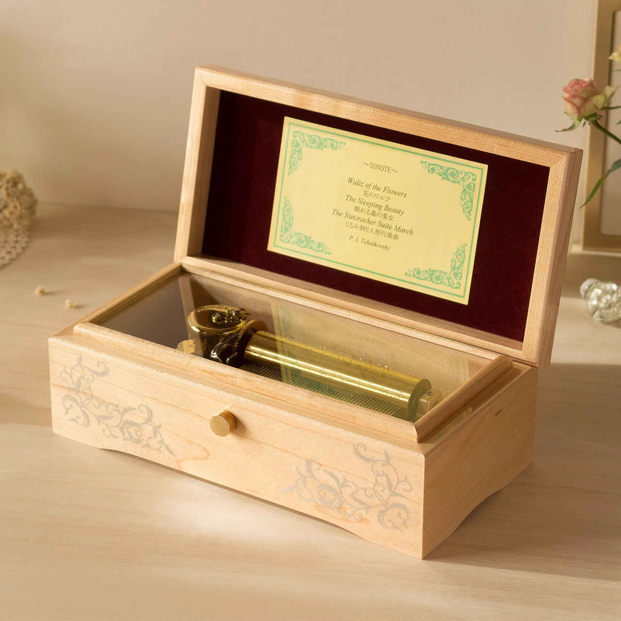 【曲が選べる・誕生日に人気】50弁 鏡面仕上げ メープル|高級仕上げオルゴール プレゼント お祝いギフト