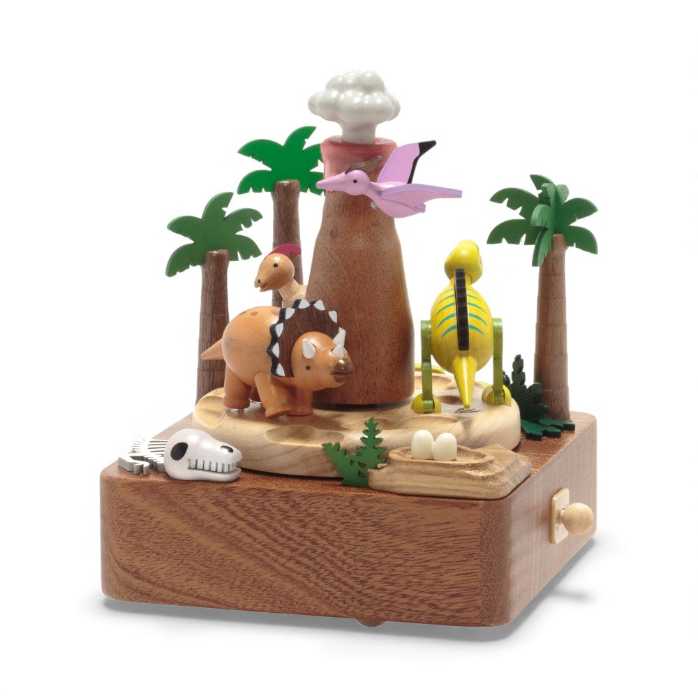 【EA158S】木製からくりオルゴール 恐竜と火山 Dinosaurs&volcanic