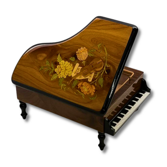 【曲が選べる・誕生日に人気】【EX196I】30弁 ORPHEUS イタリア象嵌小物入れ付き グランドピアノ型|高級仕上げオルゴール プレゼント お祝いギフト