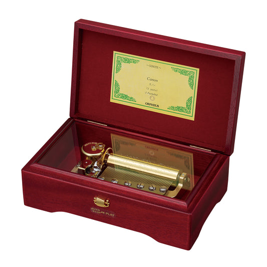 【曲が選べる・誕生日に人気】【EX208】50弁 ORPHEUS マホガニー ワインレッド|高級仕上げオルゴール プレゼント お祝いギフト