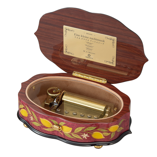 【曲が選べる・誕生日に人気】【EX218】50弁 ORPHEUS イタリア象嵌オーバル ワインレッド|高級仕上げオルゴール プレゼント お祝いギフト