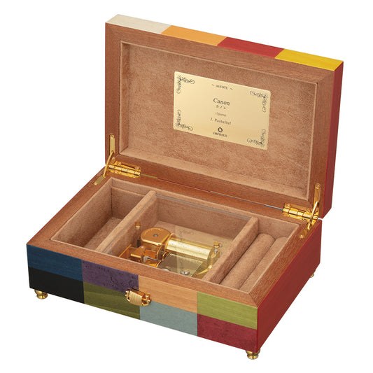 【曲が選べる・誕生日に人気】【EX188I】30弁 ORPHEUS イタリア象嵌小物入れ付き カラフル|高級仕上げオルゴール プレゼント お祝いギフト