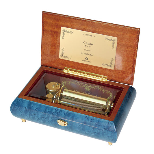 【曲が選べる・誕生日に人気】【EX278】50弁 ORPHEUS 突板仕上げ ブルー|高級仕上げオルゴール プレゼント お祝いギフト