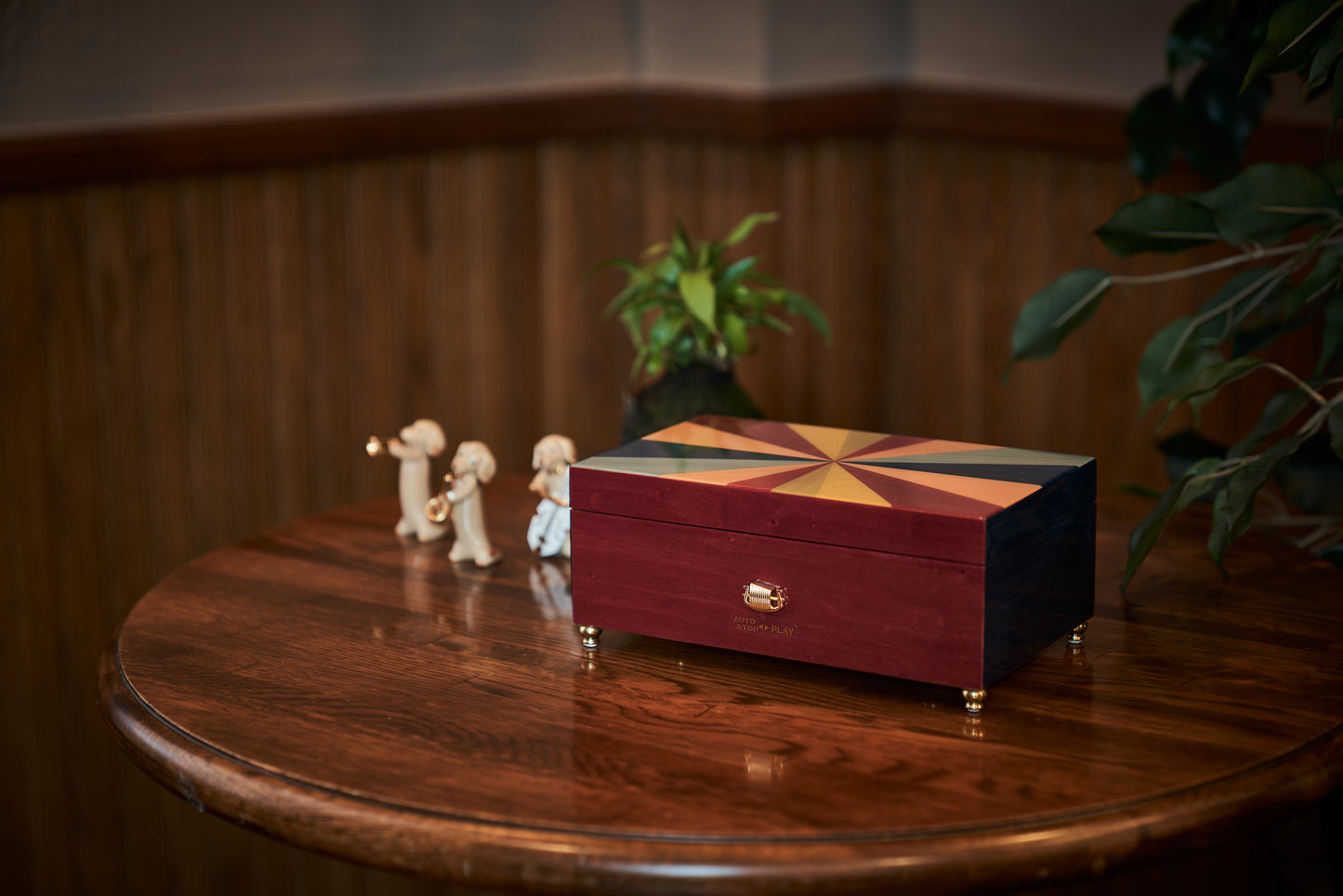 【曲が選べる・誕生日に人気】【EX268】50弁象嵌 カラフルレイ|高級仕上げオルゴール プレゼント お祝いギフト