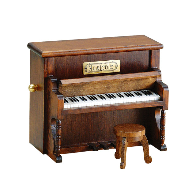 B_525S】ミニアンティーク木製オルゴール アップライトピアノ