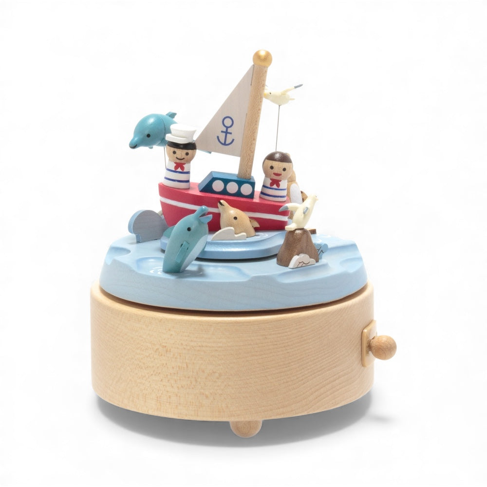 【EA157S】木製からくりオルゴール　ドルフィンオンジャーニー Dolphins On Journey