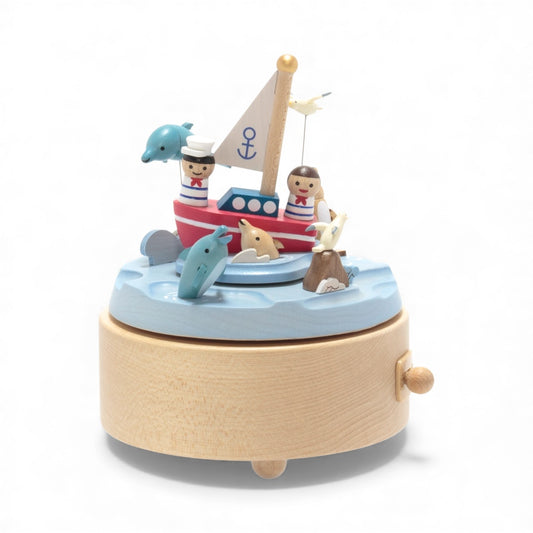 【EA157S】木製からくりオルゴール　ドルフィンオンジャーニー Dolphins On Journey