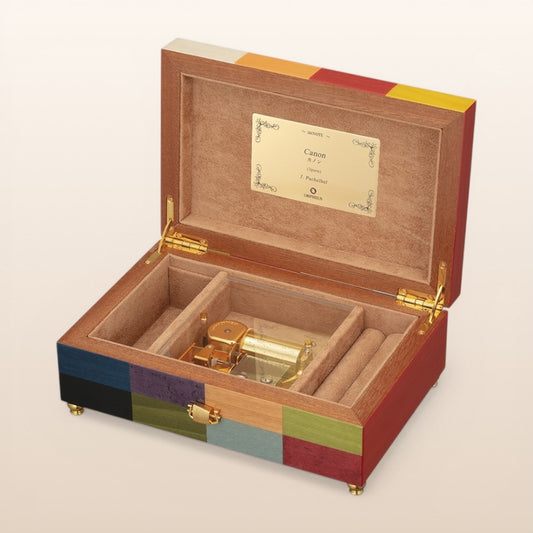 【曲が選べる・誕生日に人気】【EX188I】30弁 ORPHEUS イタリア象嵌小物入れ付き カラフル｜高級仕上げオルゴール プレゼント お祝いギフト