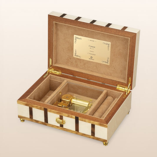 【曲が選べる・誕生日に人気】【EX190I】30弁 ORPHEUS イタリア象嵌小物入れ付き 格子｜高級仕上げオルゴール プレゼント お祝いギフト