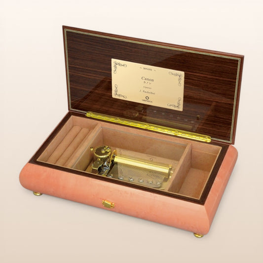 【曲が選べる・誕生日に人気】【EX242】50弁 ORPHEUS イタリア象嵌小物入れ付き　ピンク/花柄｜高級仕上げオルゴール プレゼント お祝いギフト