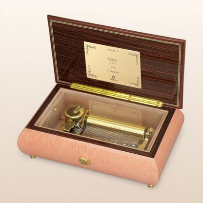 [Choose Your Tune – Popular Birthday Gift] [EX245] 50-Note ORPHEUS Italian Wood Inlay Pink/Floral | Premium finish, perfect for special occasions