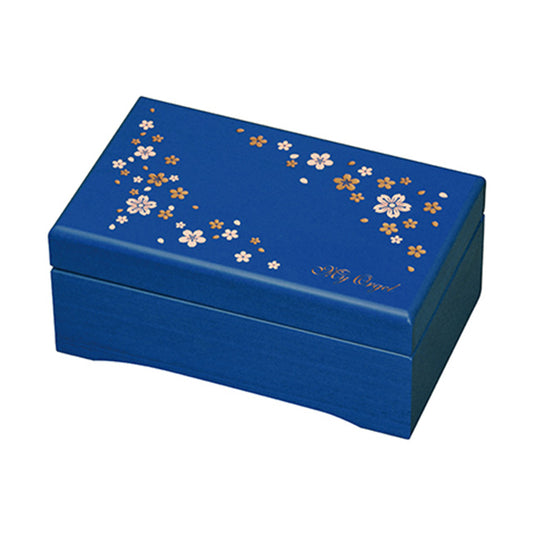 【AA310B】 23弁木製BOXオルゴール　サクラ・紺