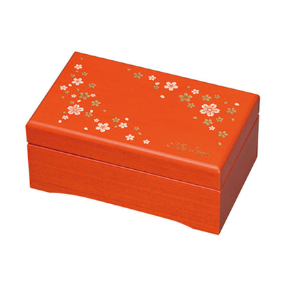 【AA310C】 23弁木製BOXオルゴール　サクラ・オレンジ