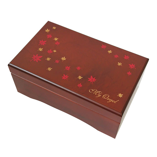 【AA311A】 23弁木製BOXオルゴール　もみじ・茶