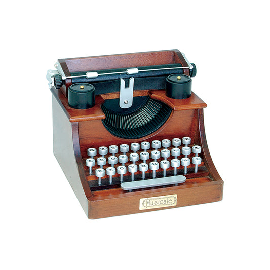 【YA163S】木製ミニアンティークオルゴール　タイプライター：即納品